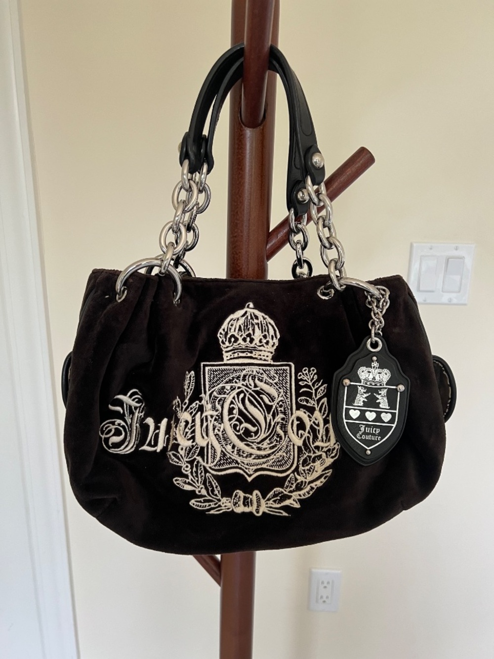 Vintage Authentic Juicy Couture Velour Crest Bag - Picture 4 of 4
